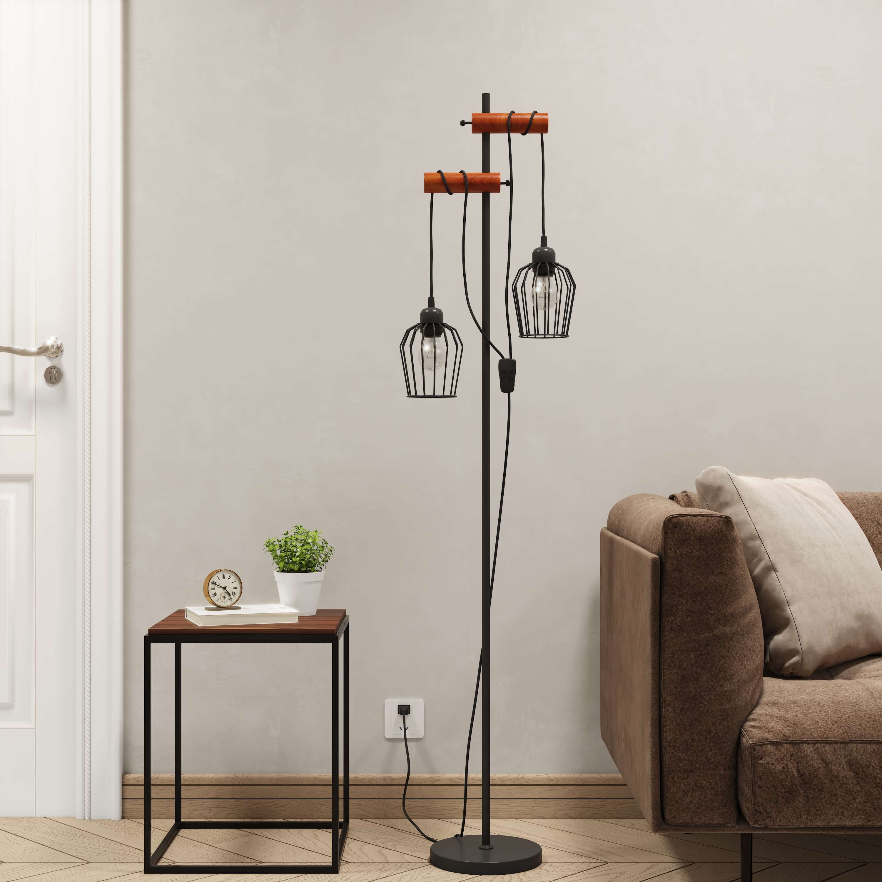 emke-l28e2bl-lampadaire-2-lampes-noir-150-cm-e27 image 7