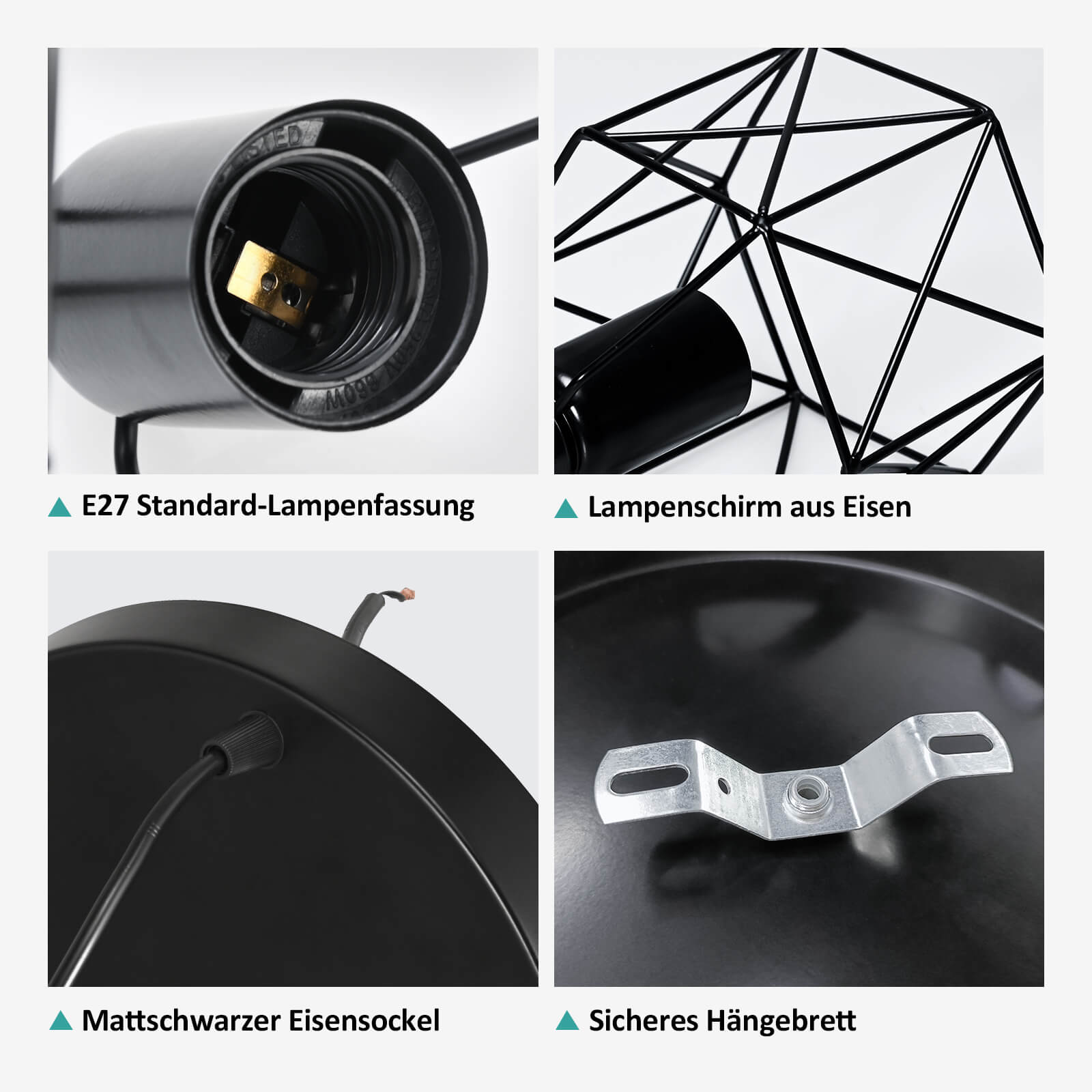 emke-l01bl-suspension-noire-3-lampes-e27-vintage image 2