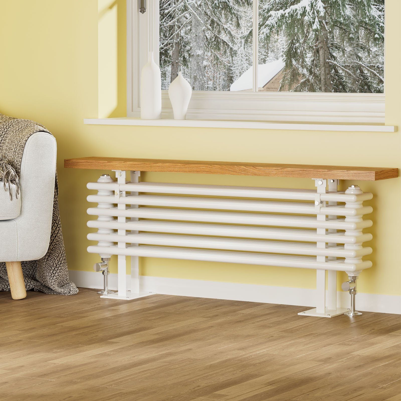 emke-radiateur-eau-chaude-48x85-blanc-avec-banc-bois image 3