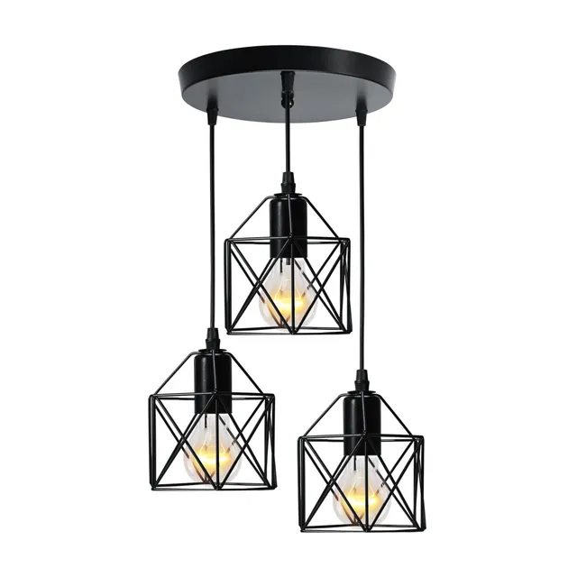 emke-l01bl-suspension-noire-3-lampes-e27-vintage image 1